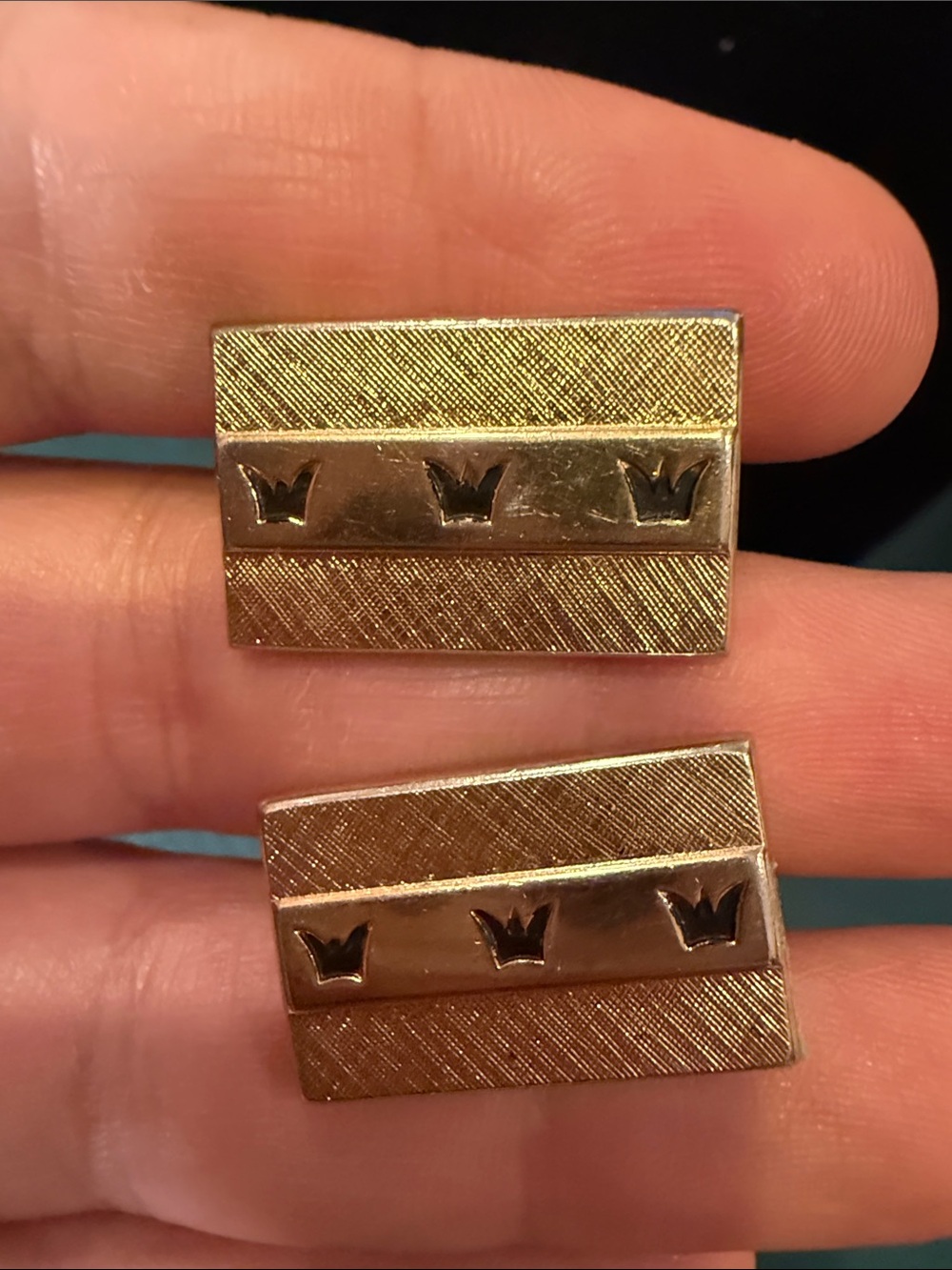 SWANK Gold-Tone Rectangular Cufflinks with Crown Motif
